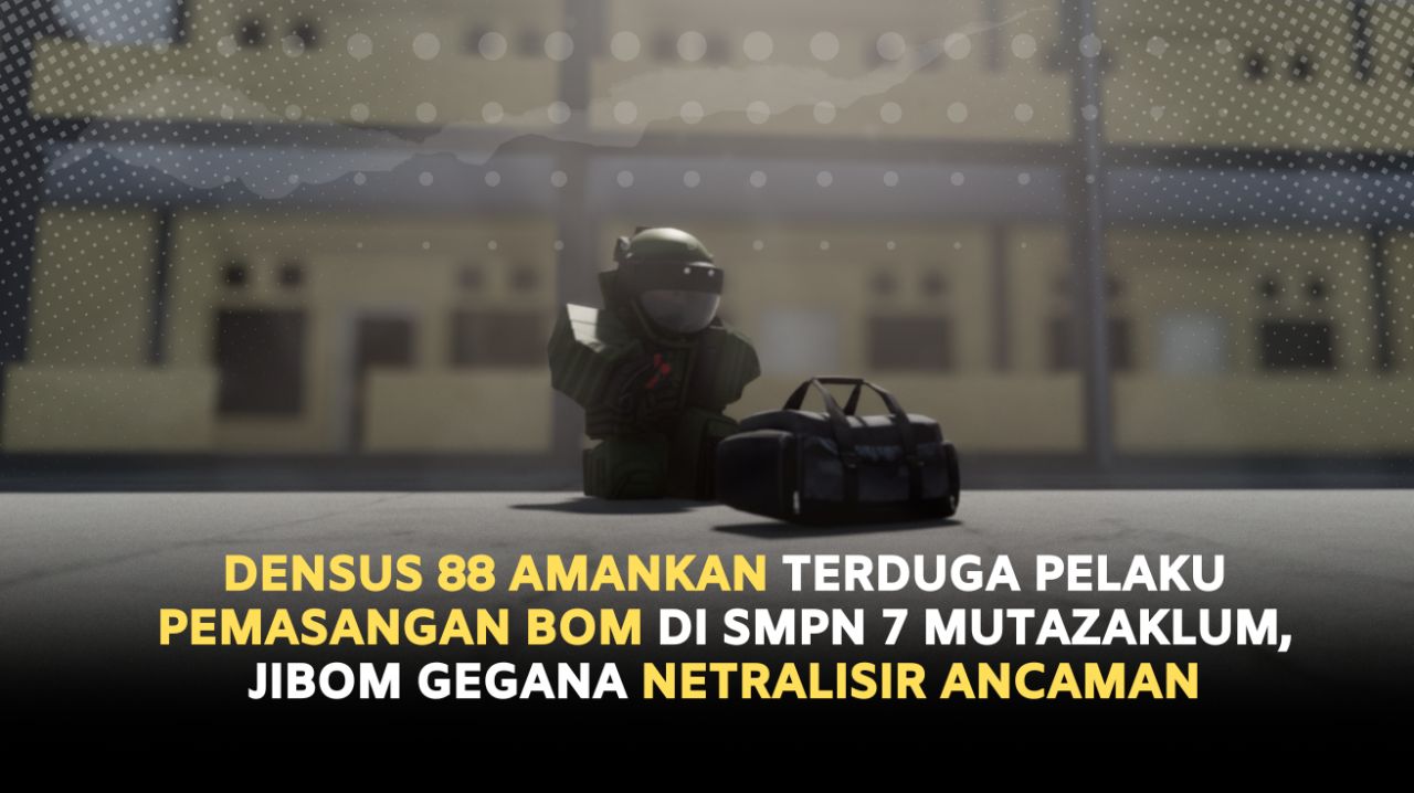 Densus 88 Amankan Terduga Pelaku Pemasangan Bom di SMPN 7 Mutazaklum, Jibom Gegana Netralisir Ancaman
